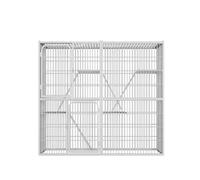 Cage d'intérieur pour animaux domestiques avec tubes carrés renforcés, design à double porte spacieuse pour un accès facile, modulaire pour les tailles personnalisées, idéal pour chats et lapins