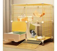 Cage d'intérieur pour chat avec bac à litière - Enclos d'exercice spacieux pour plusieurs animaux de compagnie - Parc parfait pour un usage domestique