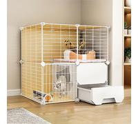 Cage d'intérieur pour chat avec bac à litière, enclos pour animaux domestiques, enclos détachables en fil métallique pour grande zone d'exercice