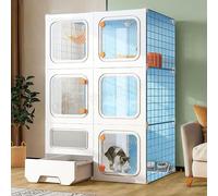 Cage d'intérieur pour chat avec bac à litière, enclos pour chatons à monter soi-même, maison pour chat détachable avec hamac, cages pour petits animaux (taille : 105 x 35 x 140 cm) (70 x 35 x 105