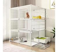 Cage D'Intérieur pour Chat avec Bac À Litière, Grand Enclos pour Chat, Cage pour Petits Animaux, Parc pour Chat avec Portes, Cage pour Chaton, Usage Intérieur, Cage pour Animaux De Compagnie pour Ch