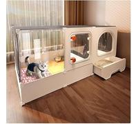 Cage d'intérieur pour chat avec bac à litière, grand parc d'exercice pour copropriété, 1 à 2 chats, portable 16 panneaux