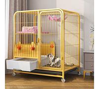 Cage D'Intérieur pour Chat avec Bac À Litière - Grandes Cages pour Chat, Cage pour Chat avec roulettes, Cage en Métal pour Chaton, Petits Animaux - pour Petits Animaux, Chiots, Chatons, Lapin, Blanc