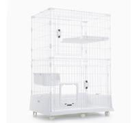 Cage d'intérieur pour chat avec couvercle supérieur et serrure anti-collision, montage rapide sur roulettes pour petits animaux