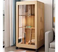 Cage d'intérieur pour chat avec couvercle supérieur, veilleuse et roues - Enclos pour chats et petits animaux, habitat sûr et sécurisé pour animaux de compagnie, design portable