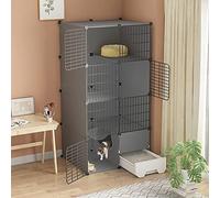 Cage d'intérieur pour chat avec litière - Cage pour chat à 2/3 niveaux pour 1 à 3 chats, cages durables pour l'exercice et les activités, parfaite pour la gestion et le confort des animaux de