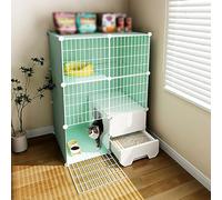 Cage d'intérieur pour chat avec litière et étagère de rangement, parc à trois niveaux pour petits animaux, convient pour chiots, furets, lapins et hérissons