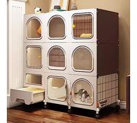 Cage d'intérieur pour chat avec litière extractible, enclos portable pour 1 à 2 chats, furets, chinchillas, lapins et petits animaux - Assemblage facile, cage multifonction