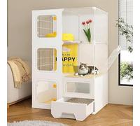 Cage d'intérieur pour chat avec litière fermée, échelle, design en couches pour un nettoyage facile et une vie spacieuse