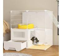 Cage d'intérieur pour chat avec litière fermée, échelle et design en couches pour un nettoyage facile et une grande capacité, convient pour 1 à 4 chats