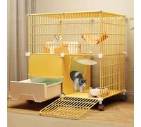 Cage d'intérieur pour chat avec litière pour chat, enclos pour chat à faire soi-même avec roues, grand enclos amovible en fil métallique pour 1 à 2 chats, installation facile, une couleur - 75 x 49 x