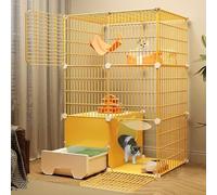 Cage d'intérieur pour chat avec litière pour chat, enclos pour chat à faire soi-même avec roues, grand enclos amovible en fil métallique pour 1 à 2 chats, installation facile, une couleur - 75 x 49 x