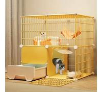 Cage d'intérieur pour chat avec litière pour chat, enclos pour chat à faire soi-même avec roues, grand enclos amovible en fil métallique pour 1 à 2 chats, installation facile, une couleur - 75 x 49 x