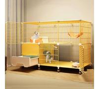 Cage d'intérieur pour chat avec litière pour chat, enclos pour chat à faire soi-même avec roues, grand enclos en fil métallique amovible, pour 1 à 2 chats, installation facile, une couleur - 109 x 49