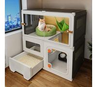Cage d'intérieur pour chat avec toilettes, grands panneaux de clôture pour chats heureux, installation facile, aucun outil nécessaire