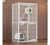 Cage d'intérieur pour chat, cage d'intérieur pour lapin, clôture extérieure pour chat, cage pour chat en métal, cage pour furet avec échelle de rampe de porte pour lapins et chats (White 71*54*130cm)