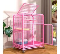 Cage d'intérieur pour chat, clôture d'intérieur pour chat, cage pour chinchilla, cage pour petits animaux avec roues et échelle, clôture pour animaux de compagnie, maison adaptée (Pink 78*55*110cm)