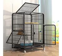 Cage d'intérieur pour chat, clôture d'intérieur pour chat, cage pour chinchilla, cage pour petits animaux avec roues et échelle, clôture pour animaux de compagnie, maison adaptée (Black 78*55*110cm)