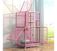Cage d'intérieur pour chat, clôture d'intérieur pour chat, cage pour chinchilla, cage pour petits animaux avec roues et échelle, clôture pour animaux de compagnie, maison adaptée (Pink 78*55*137cm)