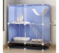 Cage d'intérieur pour chat en fil métallique avec palettes et plateformes à faire soi-même, niche bleue pour chats, 74,9 x 38,9 x 121,9 cm (L x l x H) - Maison d'intérieur parfaite pour animaux de