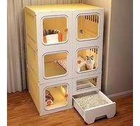 Cage d'intérieur pour Chat, enclos pour Chat à Monter soi-même, avec bac à litière Amovible et litière Incluse, Le Compartiment supérieur Peut Servir de Rangement, Cage pour Petits Animaux, convi