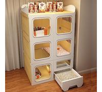 Cage d'intérieur pour Chat, enclos pour Chat à Monter soi-même, avec bac à litière Amovible et litière Incluse, Le Compartiment supérieur Peut Servir de Rangement, Cage pour Petits Animaux, convi