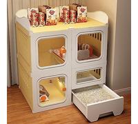 Cage d'intérieur pour Chat, enclos pour Chat à Monter soi-même, avec bac à litière Amovible et litière Incluse, Le Compartiment supérieur Peut Servir de Rangement, Cage pour Petits Animaux, convi