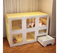 Cage d'intérieur pour Chat, enclos pour Chat à Monter soi-même, avec bac à litière Amovible et litière Incluse, Le Compartiment supérieur Peut Servir de Rangement, Cage pour Petits Animaux, convi