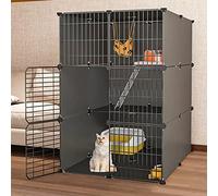 Cage d'intérieur pour Chat, Grande Cage pour Chat, Maison d'intérieur pour Animaux de Compagnie, Parc Amovible pour Chats d'intérieur, Peut accueillir 1 à 3 Chats, 72 x 72 x 107 cm