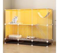 Cage d'intérieur pour chat - Parc en métal et niche à faire soi-même avec palettes et plateformes, 74,9 x 38,9 x 121,9 cm (L x l x H), bleu - Parfait pour la sécurité et le plaisir des animaux de