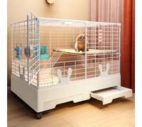 Cage d'intérieur pour lapin avec roues et toit, parc de jeu spacieux pour petits animaux comme les lapins, les cochons d'Inde, les chatons et les chinchillas, facile à déplacer et à nettoyer