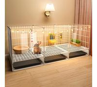 Cage d'intérieur pour lapin - Clapier portable pour petits animaux avec porte en acrylique transparent, parc en fil métallique pour lapins et petits animaux de compagnie (8 pièces, 107 x 35 x 52 cm)