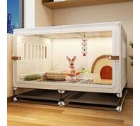 Cage d'intérieur pour lapin et parc pour petits animaux, maison à un étage pour lapins et cochons d'Inde, habitat portable pour petits animaux, sûr et confortable
