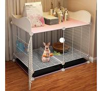 Cage d'intérieur pour Lapins, Cage pour Petits Animaux avec 2 Plateaux coulissants Profonds et Protection Contre l'urine, Cage à Lapins en Treillis métallique, Cage à Lapins ()