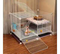 Cage d'intérieur pour Lapins, Cage pour Petits Animaux avec 2 Plateaux coulissants Profonds et Protection Contre l'urine, Cage à Lapins en Treillis métallique, Cage à Lapins ()