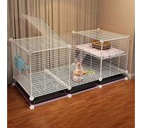 Cage d'intérieur pour Lapins, Cage pour Petits Animaux avec 2 Plateaux coulissants Profonds et Protection Contre l'urine, Cage à Lapins en Treillis métallique, Cage à Lapins ()