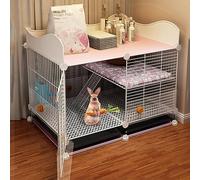 Cage d'intérieur pour Lapins, Cage pour Petits Animaux avec 2 Plateaux coulissants Profonds et Protection Contre l'urine, Cage à Lapins en Treillis métallique, Cage à Lapins ()