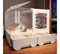 Cage D'IntéRieur pour Lapins, Clapier Visible avec Plateau Amovible et Tiroir De Rangement - Habitat Facile à Assembler pour Petits Animaux, Hamsters, Lapins Et Autres Petits Animaux(71 * 46 * 53cm)