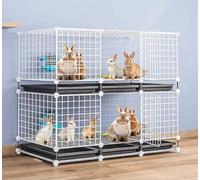 Cage d'intérieur pour petits animaux - Clôture à faire soi-même avec plateau - Parc pour cochon d'Inde - Espace sûr pour lapins et hérissons - Grande taille - 111 x 39 x 95 cm