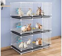 Cage d'intérieur pour petits animaux - Clôture à faire soi-même avec plateau - Parc pour cochon d'Inde - Espace sûr pour lapins et hérissons - Grande taille - 111 x 39 x 95 cm