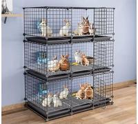 Cage d'intérieur pour petits animaux - Clôture à faire soi-même avec plateau - Parc pour cochon d'Inde - Espace sûr pour lapins et hérissons - Grande taille - 111 x 39 x 95 cm