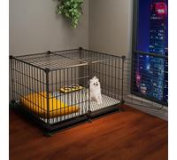 Cage d'intérieur pour petits chiens, cage métallique amovible, pour furet, chinchilla, lapin et petits animaux (190 x 124 x 124 cm)