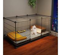 Cage d'intérieur pour petits chiens, cage métallique amovible, pour furet, chinchilla, lapin et petits animaux (279 x 124 x 150 cm)