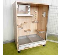 Cage d'intérieur pour rats, cochons d'Inde, grande cage pour rongeurs, chinchilla avec 2 portes avant, bol et bouteille pour furet, chinchilla, lapin, rongeur, écureuil (60 x 40 x 80 cm)