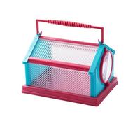 Cage d'observation des insectes pour l'extérieur - Cage d'élevage pour vers à soie - 20 x 15 x 13 cm - Cage portable et respirante - Pour petits animaux - Bleu + rose