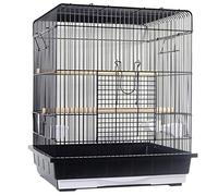 Cage d'oiseau d'art en Fer Noir Solide Cage canari des diviseurs Cage d'oiseau Domestique avec Une boîte Debout en boîte de Nourriture (Noir a)