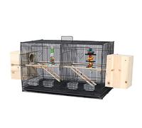 Cage d'oiseau en Fer Noir Solide avec Barre de Support de boîte de Nourriture Sépreinte Net Tray Bird Lovers Gift (Noir 60cMb)