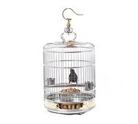 Cage d'oiseau Solide Cage de graines de Graine Cage Retro Style Cage d'oiseau en Acier Inoxydable pour Big Parrot Starling Macaw Creative Oval Bird Cage avec Cage de vol à Crochet Suspendu