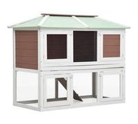 Bois Cage Double pour Animaux Rouge Clapier d'Extérieur Enclos Lapin vidaXL