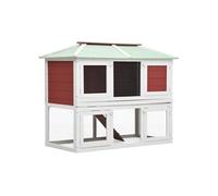 vidaXL - Cage double pour animaux - Bois de sapin - Rouge - 130 x 68 x 105 cm - Extérieur